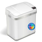 iTouchless 9.5 Litre Sensor Dustbin with AbsorbX Odour Filter, Touchless Automatic White Stainless Steel Waste Bin, Perfect for Home, Office, Toilet, Bathroom