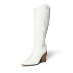 DREAM PAIRS Cowboy Boots Cowgirl Western Boots Women Fashion Knee high Boots Block Heel,Size 6,White,SDKB2302W