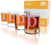 Monogrammed Gifts for Men - 4PC 11 Oz Custom Whiskey Glasses (D-Monogram) - Engraved Whiskey Glasses - Personalized Whiskey Glasses - Unique Bourbon Glasses - Personalized Glass Gifts for Dad