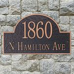 Vintage Arch Address Plaque Home Address Sign Decorative Personalized Large House Number Garden Wall Sign, 911 Visibility Signage, Any Font - Any Number and Letters, 13 x 8 inches (Red copper)