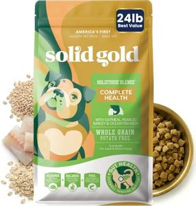 Solid Gold Dry Dog Food for Adult & Senior Dogs - Made with Oatmeal, Pearled Barley, and Fish Meal - Holistique Blendz Potato Free High Fiber Dog Food for Sensitive Stomach & Immune Support -24 LB