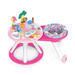 Bright Starts, Around We Go 2-in-1 Walk-Around Activity Center and Table - Tropic Coral, Walker with Music, Lights and Interactive Toys, Removable Seat, Ages 6 Months +, Pink