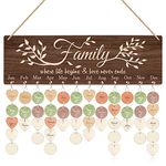 TOARTi Vintage Family Reminder Calendar Board (16''x5''), Rustic Wooden Hanging Birthday Anniversary Reminder with 100pcs Wood Tags, DIY Calendar Mother's Day Gift for Mom/Grandma