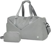 Ceneda 20" Gym Duffel Bag with Wet Pocket Shoes Compartment Portable Overnight Weekender Bag Travel Bag Yoga Bag for Women (Light Grey)