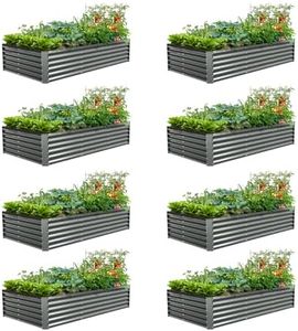 A ANLEOLIFE 8 Pcs 8X4X1.5 ft Rectangular Galvanized Raised Garden Beds Outdoor for Planting Vegetables Flowers Herb, Quartz Grey