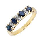 Ivy Gems 9ct Yellow Gold Blue Sapphire and Diamond Half Eternity Ring - Size N