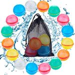 Reusable Water Balloons with Mesh Bag, Latex-Free Silicone Quick Self-Sealing Water Bomb Splash Easy Quick Fun for Kids Adults Water Fight Game,Bath Toy, Water Park, Summer Party (18PCS）