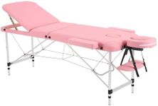 YOUNIKE Portable Foldable Lash Bed for Eyelash Extensions, Adjustable Height Aluminum Facial Spa Table - Lightweight Professional Beauty Salon & Home Use Massage Bed (Pink)