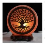 Pink Hill Round Lamp with Wooden Scenery Background Himalayan Salt Lamp 3-4 kg (Tree for Life)