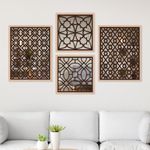 NoWorries Wooden frame Wall Hangings/Wall Mirror frames for Wall decor - Pine Wood Carving frame with Acrylic Mirror for Home Decoration (Set of - 4) (WOOD - 1.2, 10x13/10x10 inches)