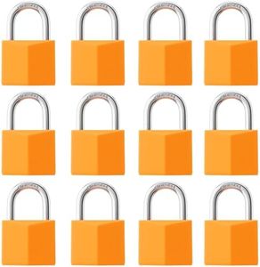 ROOKMAD 12-Pack Keyed Alike Locks, Orange Covered Brass Keyed Padlock with Stainless Steel Shackle, 1-9/16 Inch Lock Body, Rustproof Locks for Luggage Gate Fence Hasp Cabinet Toolbox Gym School Locker