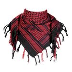 FREE SOLDIER Scarf Military Shemagh Tactical Desert Keffiyeh Head Neck Scarf Arab Wrap with Tassel 43x43 inches(Black Red)