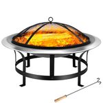 Gardebruk Fire Bowl 75cm / 29.5' Stainless-Steel Garden Outdoor Fire Pit Heater Spark Protection Grill BBQ Function Incl. Poker