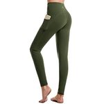 CAMBIVO High Waisted Leggings for Women, Yoga Pants with Pockets for Women Tummy Control Non See Through Workout Leggings Green