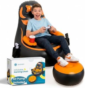 Qadory Inflatable Gaming Chair for Kids – Supports Up to 300 lbs, Includes Air Pump, Cup Holder, 2 Pockets – Durable Bean Bag Seat, Comfy Kids Gaming Chair & Top Gamer Chairs for Kid Room