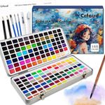 Watercolor Paint Set, 168 High Pigment Watercolor Paint Palettes with with metallic colors,fluorescen colors,macaron colors Brush Pen, for Artists, Amateur Hobbyists and Painting Lovers, Painting Art Supplies for Adults