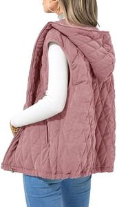 PRETTYGARDEN Women's Fall Fashion Vest Zip Up Jacket(Pink,X-Large)