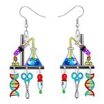 RAIDIN Acrylic Colorful Science Laboratory Microscope Teacher Dangle Earrings for Women Girls Biology Chemistry Teacher Appreciation Jewelry Gifts for Back to school (DNA Earring)