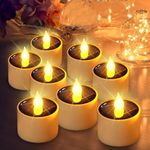 Solar Candle Lights Outdoor Waterproof - 8 Pack Rechargeable Flickering Tea Lights Solar Powered Reusable LED Candles Flameless Lamp Nightlights for Lanterns Garden Camping Home Decor, 2.3''x2.1''