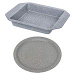 Femora Carbon Steel Stone Ware Non-Stick Coated Pizza Plate, Baking Dish, Set of 2