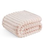 Bedsure Super Soft Light Pink Throw Blanket - Fuzzy Bed Blankets Fluffy Fleece Blankets for Bed, Couch, Sofa, Plush Lightweight Pink Blanket for All Season, 50x60 Inches, Stripe Textured