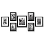 Americanflat 7 Piece Gallery Wall Frame Set in Black - One 11x14 Frame, Two 8x10 Frames, and Four 7x5 Frames - Collage Photo Frames for Wall with Horizontal and Vertical Formats for Wall and Tabletop