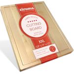 Premium Hard Maple Wood Chopping Board for Kitchen - Beeswax Conditioned, PFAS-Free, XXL Size 61 by Ziruma