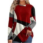 Women's Jumpers UK Ladies Casual Sweater Geometric Print Long Sleeve Tops Lightwight Ribbed Knit Tunic Pullover Shirts Baggy Sweatshirts Hoodies Elegant Plus Size Top 8-22 Sale