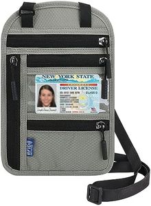 Travel Neck Wallet with RFID Blocking for Women & Men, Passport Holder, Anti-Theft Slim Neck Pouch(Light Grey)