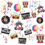 UPINS 60pcs Disco Party Decorations, Hanging Vortex Party Disco Card Decorations, 70s, 80s, 90s Themed Party Decorations, Party Decorations for Bachelorette Birthday