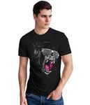 Quote Marshals Jungle Sound Music Printed Round Neck Black T-Shirt for Men's Size-S