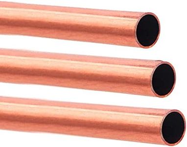 Eoiips Copper Round Tube 3/8”OD x 5/16”ID (8.5-9.5mm) Straight Copper Round Metal Pipe Tubing, 10" Length, 3pcs