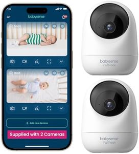 Babysense - Video Baby Monitor, WiFi Security Camera with Auto Tracking (2 Pack), 3MP Super HD, Intelligent Motion and Sound Detection, Night Vision, Lens Mode