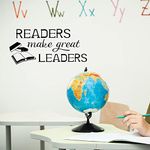 SUPERDANT Reading Corner Wall Stickers Readers Make Great Leaders Inspirational Wall Sticker Motivational Quote Wall Decal for Door Decorations Library Wall Decor (57x26 cm)