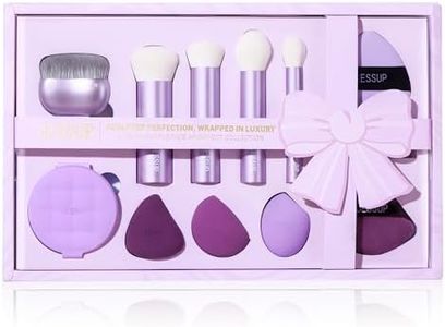 Jessup Premium Makeup Gift Set for Women Teen Girl, 11Pcs Gift Box Kabuki Brush, Makeup Sponge, Powder Puff, Brush Cleaner Mat with Soap, Perfect Present for Birthday Graduation, Luxury Purple T885