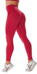 JOYSPELS Women's Butt Lift Leggings - Seamless Scrunch Bums Leggings Gym Leggings, High Waisted Yoga Running Sports Workout Leggings for Women - BarbadosCherry Red - M