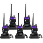 Retevis RT5R Walkie Talkie Long Range, Professional 2 Way Radio Long Distance with Emergency Alarm VOX FM 128 CH, Heavy Duty Walkie Talkies Set for Construction, Emergency Rescue (Black, 5Pcs)