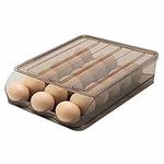 ZNOKIN Egg Storage For Fridge Egg Holder for Fridge, Large Capacity Egg Tray Egg Holder 18 Large Space Stackable Eggs Storage Container (1-Grey)