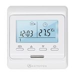 KETOTEK Programmable Underfloor Heating Thermostat Digital Manual Room Thermostats Electric Floor Heating Controller with 3m Probe Sensor 16A LCD Weekly Programming