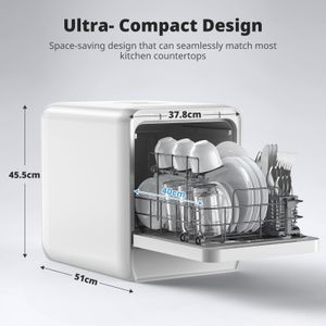 AIRMSEN Portable Dishwasher, 5L Compact Countertop – White