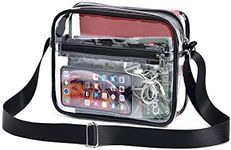 black Clear Bag - black Clear Cross-Body Purse, Transparent Crossbody Bags for Women and Men - See Through PVC Messenger Handbag,black Clear Crossbody Messenger Shoulder Bag with Adjustable Strap