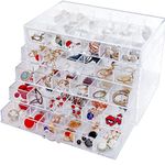 Earring Organizer Box Clear Storage Acrylic for Earrings Necklace Organizer Jewelry Box with 120 Grids Storage Compartments Transparent Ring Clear Jewelry Organizer (5-layer)