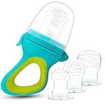 Baby Fresh Food Feeder Fruit Pacifier- Tinabless Infant Fruit Teething Toy Teether, Bonus Includes 3 Different Sized Silicone Pouches for Toddlers & Kids