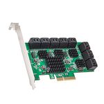 16 Port SATA III to PCIe 3.0 x4 NON-RAID Expansion Card Quad ASM1064