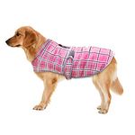 EASTLION Winter Dog Coat Puppy Jacket Large Dogs Warm Vest Pet Clothes Apparel with Reflective Belt Harness Hole for Small Medium Large Dogs,Pink,Size S