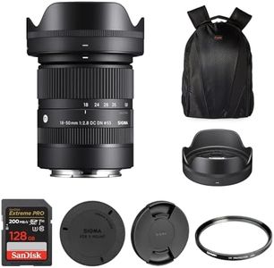 Sigma 18-50mm F2.8 DC DN Contemporary Lens for Sony E-Mount with Tiffen 55mm UV Protector Filter, SanDisk 128GB Extreme PRO UHS-I SDXC Memory Card and Waith Camera Backpack (Bundle Set)