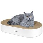 Cat Scratcher, 63x 35 x 10cm Oval Corrugated Cardboard Scratch Pad, Round Cat Scratching Lounge Bed Sofa, Cat Scratcher Bowl with Organic Catnip [ Home Clean Design with Scratcher Box]