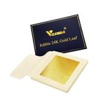 VGSEBA Edible Gold Leaf Sheets 20 Sheet Gold Leaf for Cake Chocolates Dessert Decorating, Bakery Pastry Cooking, Health & Spa, Gilding Crafting, DIY Arts Project (4.33 x 4.33cm, Envelope Packaging)