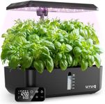 URUQ Hydroponics Growing System Indoor Garden 12 Pods Indoor Gardening System with Remote Control LED Grow Light Height Adjustable Quiet Plants Germination Kit - Gardening Gifts for Women Black