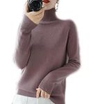 BAWUTZ Cashmere Sweater for Women, Women's Turtleneck Sweater, Long-Sleeved Sweater, Casual Sweater, Stand-up Collar Knitted Sweater, Long-Sleeved Turtleneck Sweater for Autumn Winter (Lila,L)